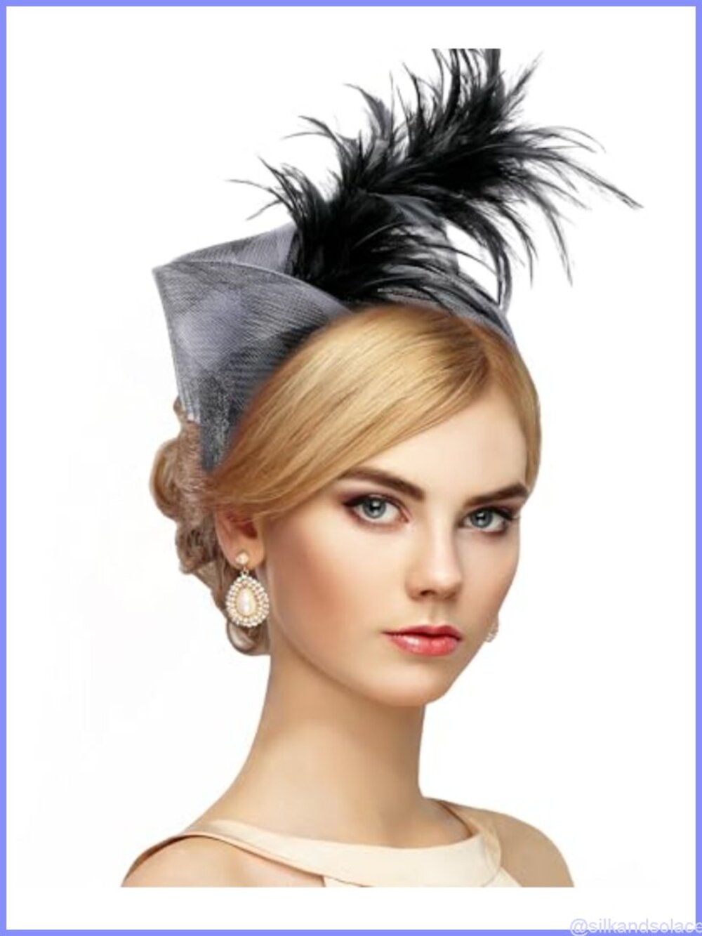 Women's Mesh Feather Fascinator Headband Elegant Tea Party Derby Hat